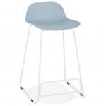 Tabouret de bar chaise de bar mi-hauteur design ULYSSE MINI pieds métal blanc (bleu ciel)