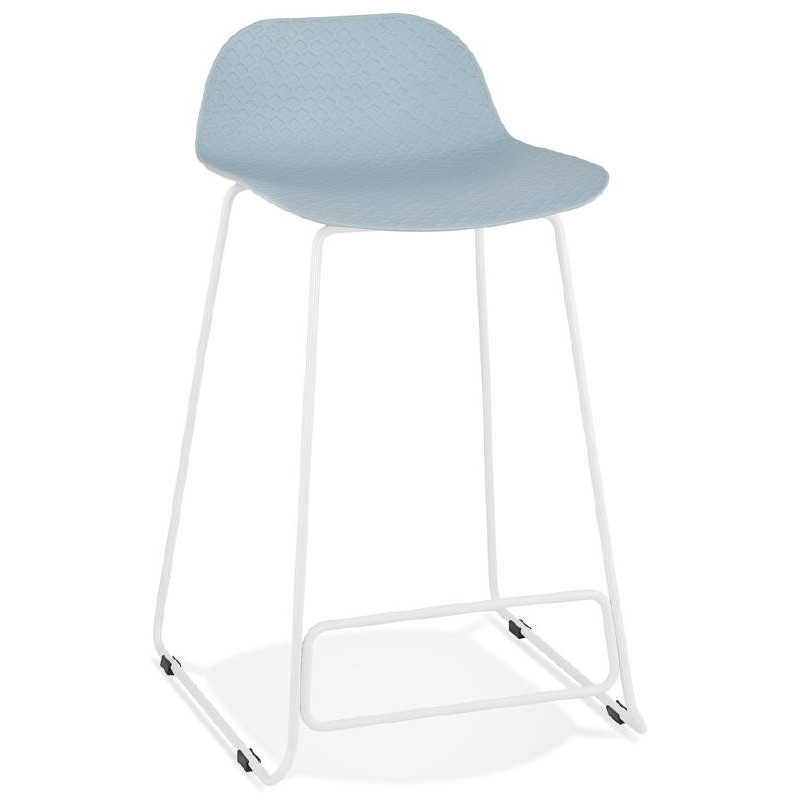 Tabouret de bar chaise de bar mi-hauteur design ULYSSE MINI pieds métal blanc (bleu ciel) - image 37902