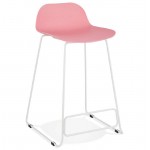 Bar stool barstool design mid-height Ulysses MINI feet white metal (powder pink)