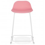Tabouret de bar chaise de bar mi-hauteur design ULYSSE MINI pieds métal blanc (rose poudré)