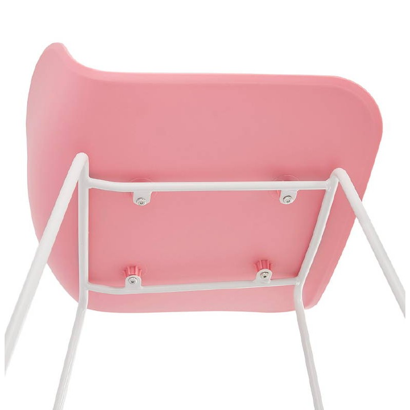 Tabouret de bar chaise de bar mi-hauteur design ULYSSE MINI pieds métal blanc (rose poudré) - image 37923