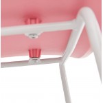 Bar taburete taburete de bar diseño media altura Ulises MINI pies blanco metal (polvo de color rosa)