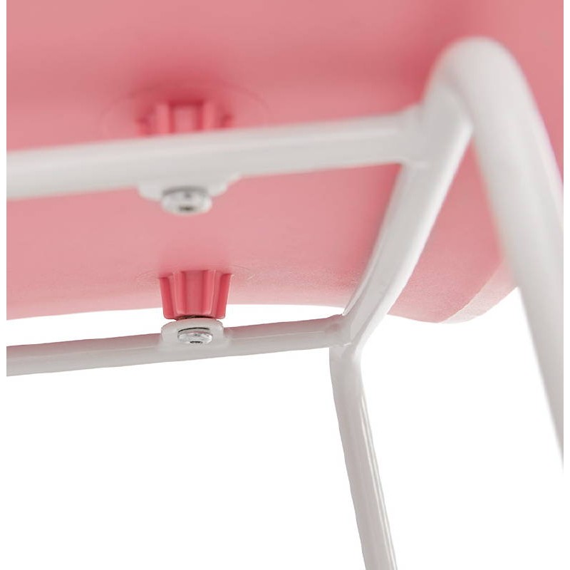 Bar stool barstool design mid-height Ulysses MINI feet white metal (powder pink) - image 37924