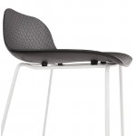ULYSSE design bar chair barstool with white metal legs (black)