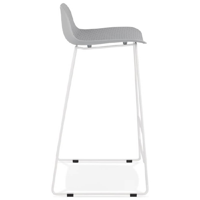 Tabouret de bar chaise de bar design ULYSSE pieds métal blanc (gris clair) - image 37958