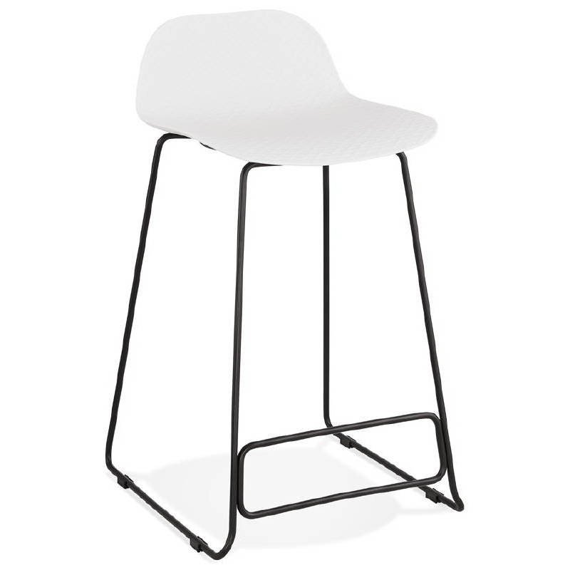 Tabouret de bar chaise de bar mi-hauteur design ULYSSE MINI pieds métal noir (blanc) - image 37994