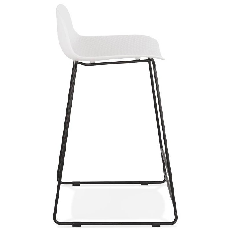 Tabouret de bar chaise de bar mi-hauteur design ULYSSE MINI pieds métal noir (blanc) - image 37996