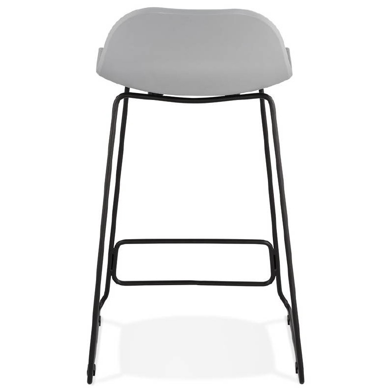 Tabouret de bar chaise de bar mi-hauteur design ULYSSE MINI pieds métal noir (gris clair) - image 38023