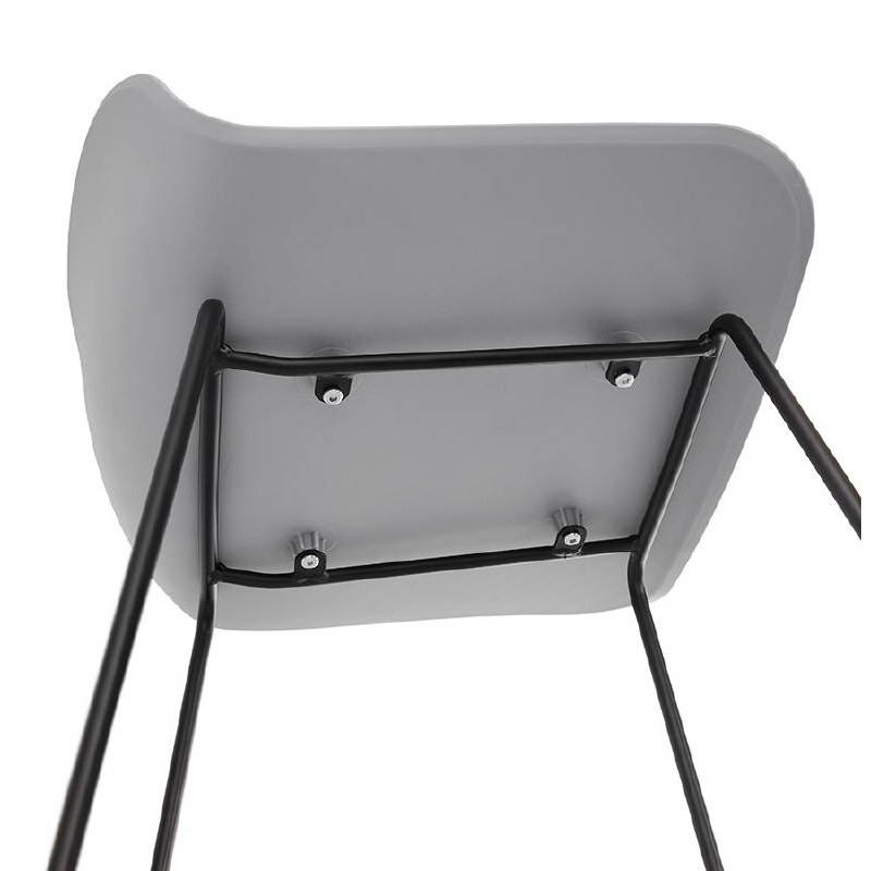 Tabouret de bar chaise de bar mi-hauteur design ULYSSE MINI pieds métal noir (gris clair) - image 38027