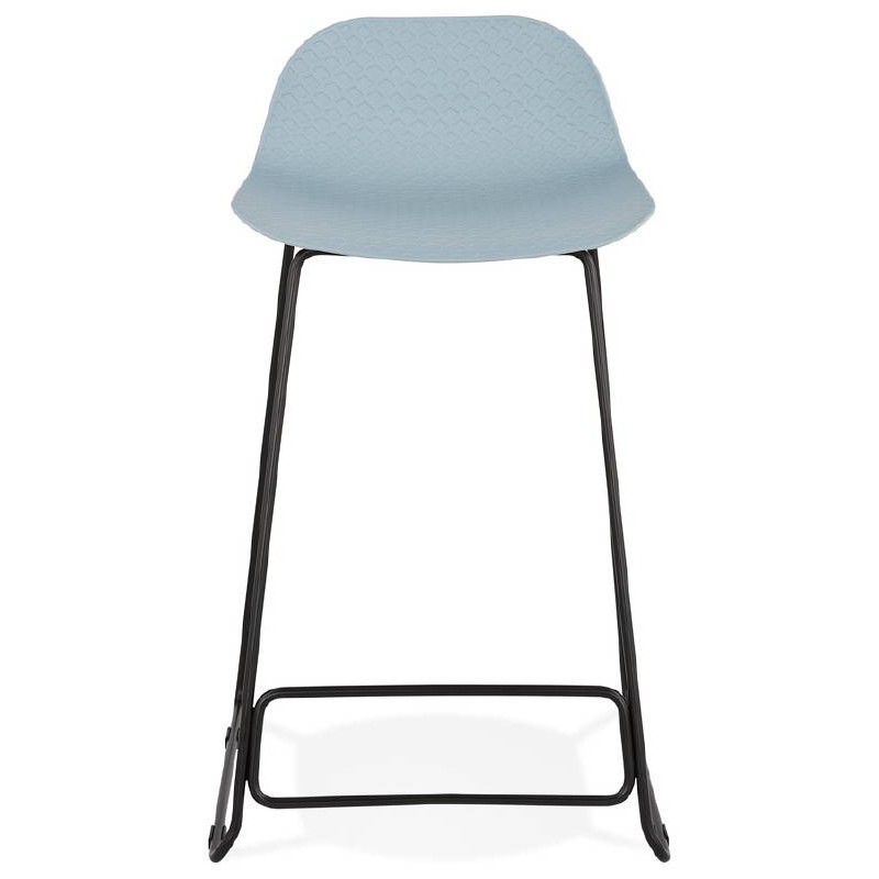 Tabouret de bar chaise de bar mi-hauteur design ULYSSE MINI pieds métal noir (bleu ciel) - image 38032