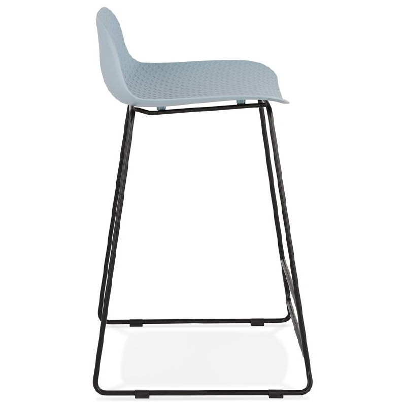 Tabouret de bar chaise de bar mi-hauteur design ULYSSE MINI pieds métal noir (bleu ciel) - image 38033