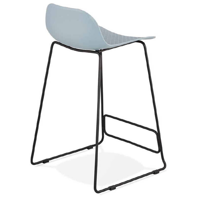 Tabouret de bar chaise de bar mi-hauteur design ULYSSE MINI pieds métal noir (bleu ciel) - image 38034
