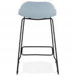 Tabouret de bar chaise de bar mi-hauteur design ULYSSE MINI pieds métal noir (bleu ciel)