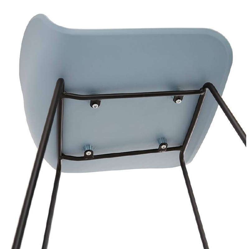 Tabouret de bar chaise de bar mi-hauteur design ULYSSE MINI pieds métal noir (bleu ciel) - image 38039