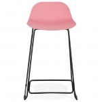 Tabouret de bar chaise de bar mi-hauteur design ULYSSE MINI pieds métal noir (rose poudré)