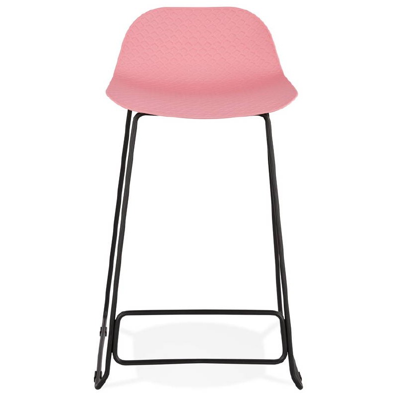 Tabouret de bar chaise de bar mi-hauteur design ULYSSE MINI pieds métal noir (rose poudré) - image 38044