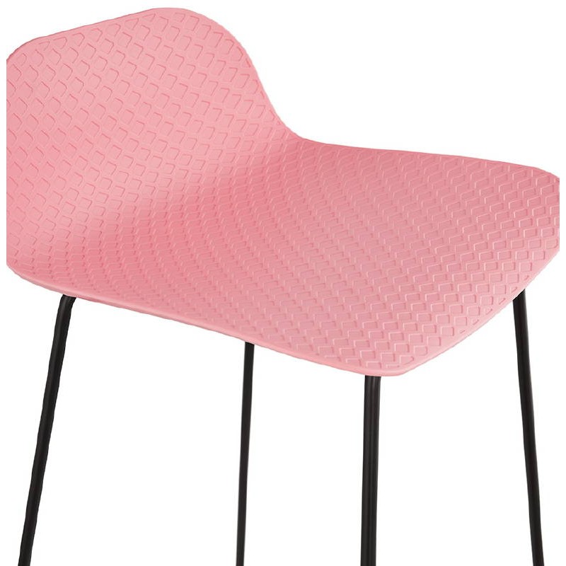 Tabouret de bar chaise de bar mi-hauteur design ULYSSE MINI pieds métal noir (rose poudré) - image 38048