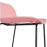 Bar taburete taburete de bar diseño media altura Ulises MINI pies negro metal (polvo de color rosa)