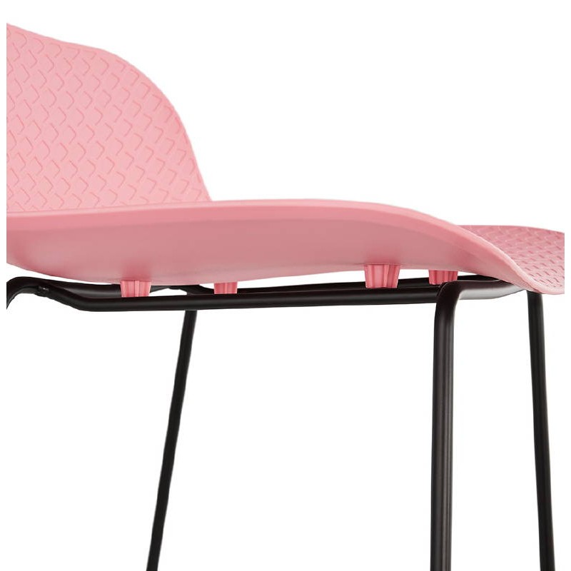 Tabouret de bar chaise de bar mi-hauteur design ULYSSE MINI pieds métal noir (rose poudré) - image 38050