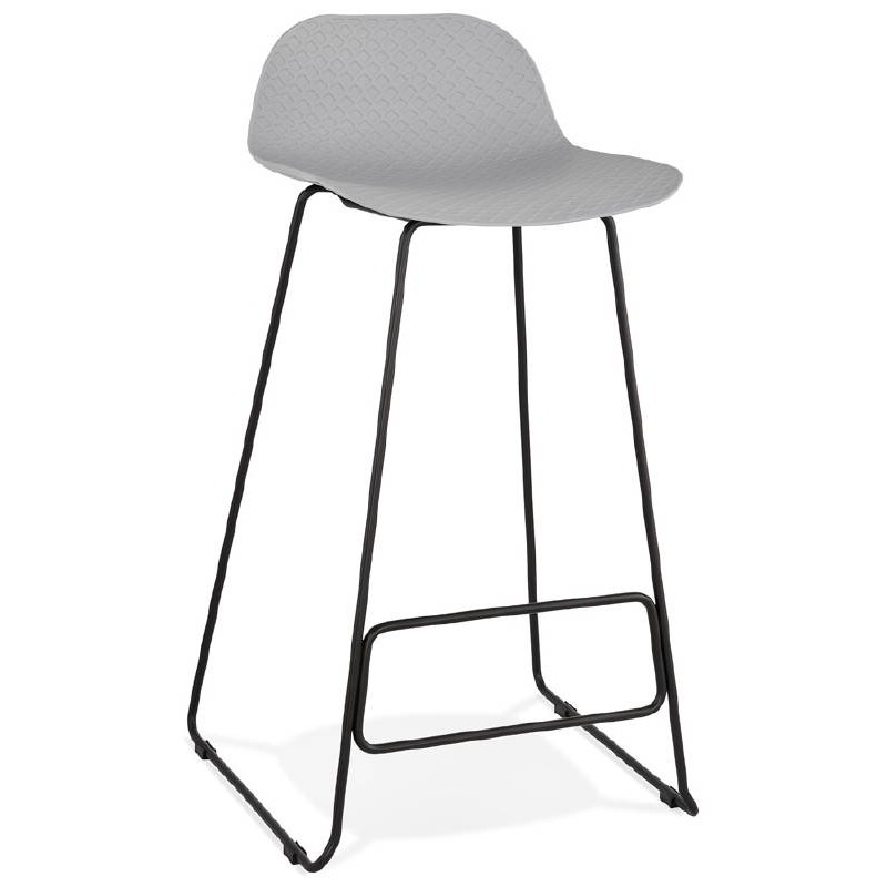 Tabouret de bar chaise de bar design ULYSSE pieds métal noir (gris clair) - image 38084
