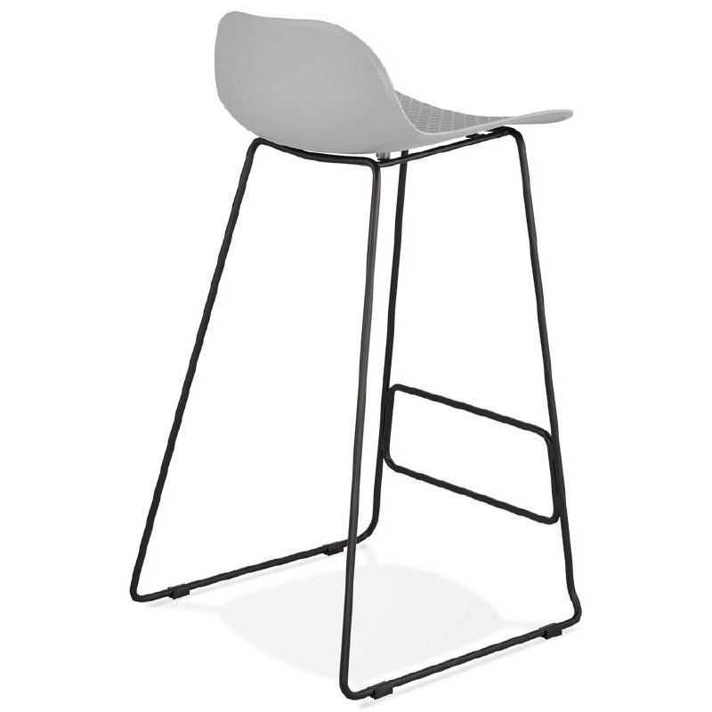Tabouret de bar chaise de bar design ULYSSE pieds métal noir (gris clair) - image 38087