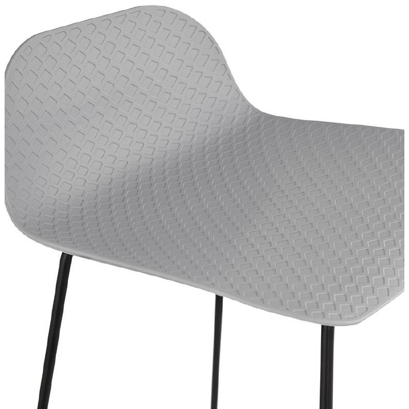 Tabouret de bar chaise de bar design ULYSSE pieds métal noir (gris clair) - image 38089