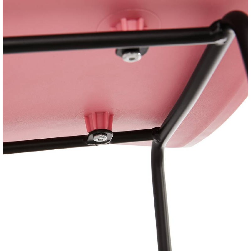 Tabouret de bar chaise de bar design ULYSSE pieds métal noir (rose poudré) - image 38118