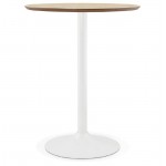 Table high high table LAURA design wooden feet white metal (Ø 90 cm) (natural oak finish)