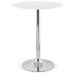 Table high high table LUCIE design wooden feet metal chrome (O 90 cm) (white)