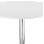 Tisch hoch Stehtisch LUCIE Design Holzfüße Metall Chrom (O 90 cm) (weiß)