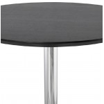 Table high high table LAURA design wooden feet metal chrome (O 90 cm) (black)