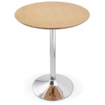 Tavolo alto tavolo alta LAURA design in legno piedi cromo metallo (Ø 90 cm) (finitura rovere naturale)