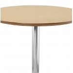 Table high high table LAURA design wooden feet chrome metal (Ø 90 cm) (natural oak finish)