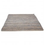 Carpet design rectangular (230 cm X 160 cm) BELINDA in jeans and hemp (blue, Brown)