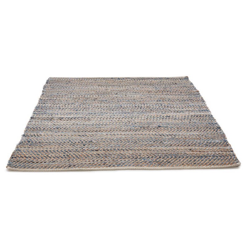 Carpet design rectangular (230 cm X 160 cm) BELINDA in jeans and hemp (blue, Brown) - image 38566