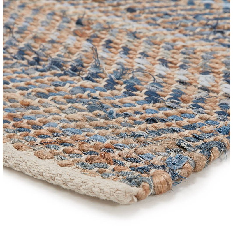 Carpet design rectangular (230 cm X 160 cm) BELINDA in jeans and hemp (blue, Brown) - image 38567