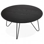 Design coffee table style industrial FRIDA in wood and metal (black)