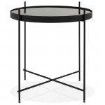 Tavolino pieghevole, tavolino ZOE in vetro e metallo (nero)