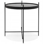 Folding side table, end table ZOE in glass and metal (black)