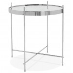 Folding side table, end table ZOE in glass and metal (chrome)