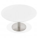 Table basse design WILLY en bois et métal brossé (blanc)