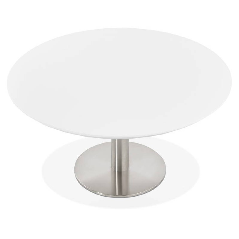 Table basse design WILLY en bois et métal brossé (blanc) - image 38784