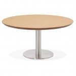 Coffee table design WILLY wood and brushed metal (natural oak)