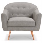 LUCIA padded Scandinavian armchair in fabric (grey)