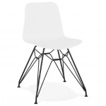 Design e sedia industriale in piedini in polipropilene nero metal (bianco)