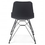 Design und industrielle Stuhl in Polypropylen Füße (schwarz) schwarz Metall