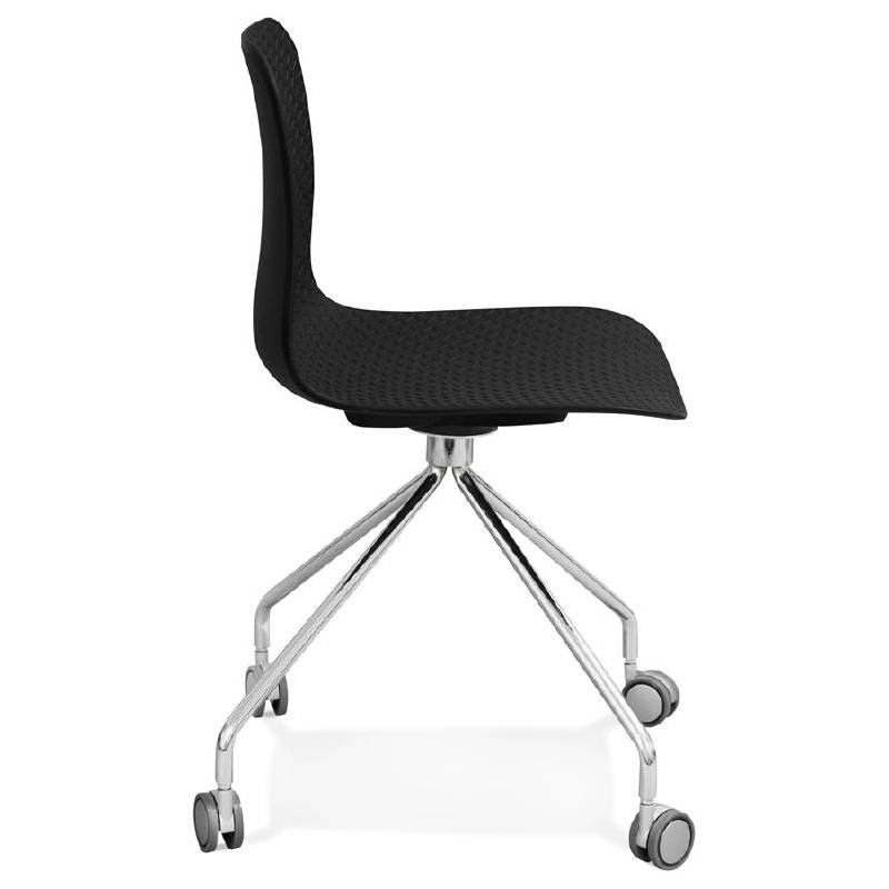Chaise de bureau sur roulettes JANICE en polypropylène pieds métal chromé (noir) - image 39094