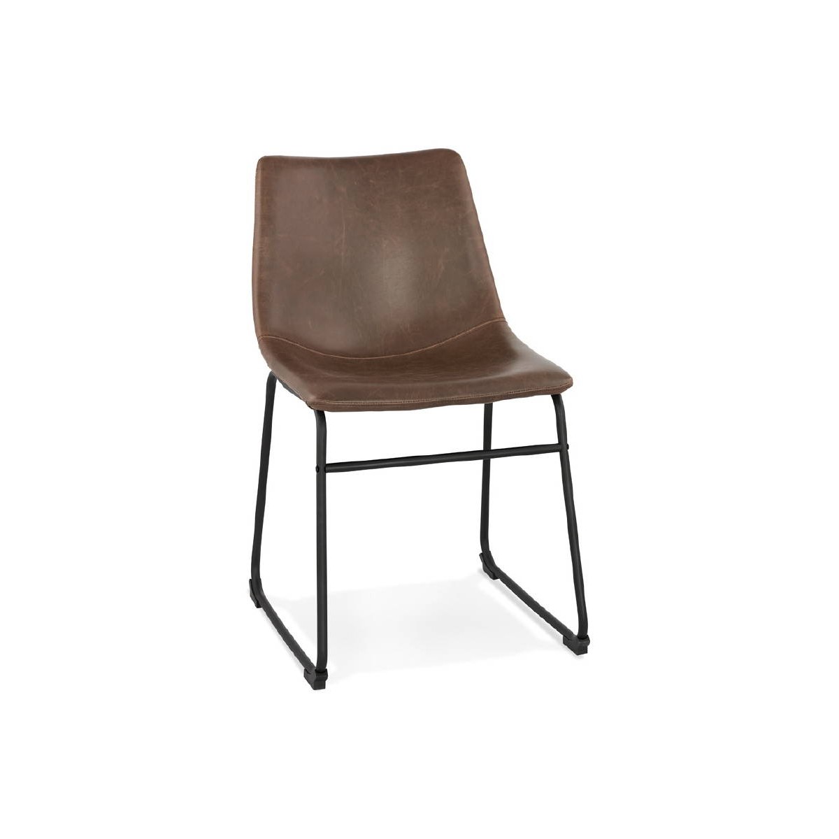 Chaise industrielle marron et piétement métal noir SPURS - 2766
