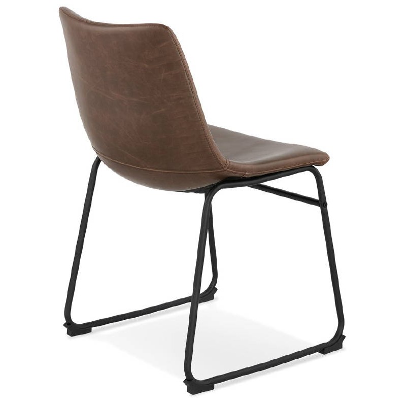Chaise vintage et industrielle JOE pieds métal noir (marron) - image 39144