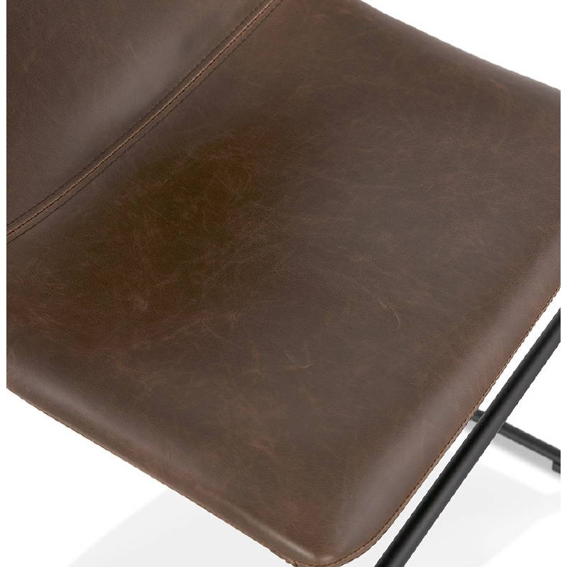 Chaise vintage et industrielle JOE pieds métal noir (marron) - image 39146